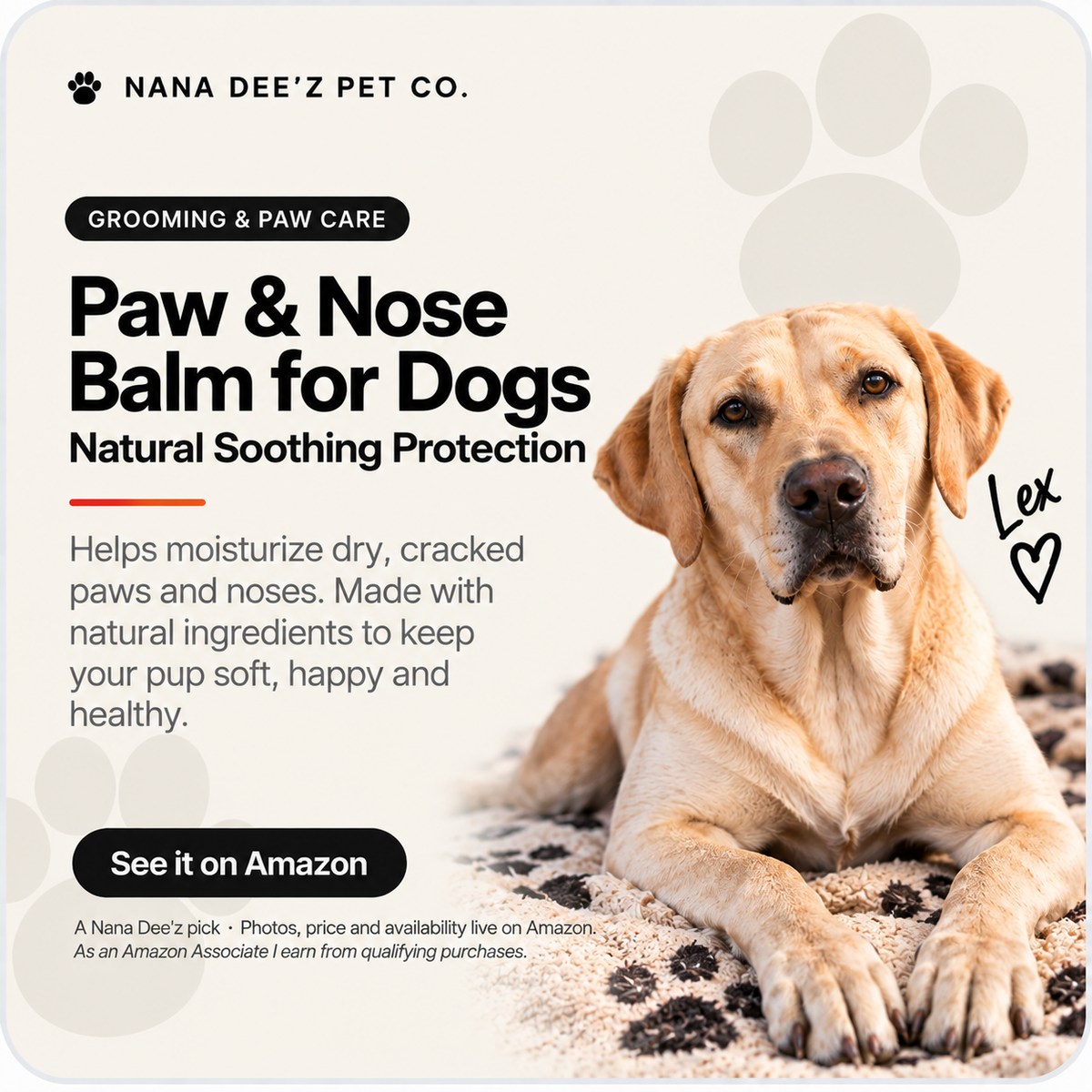 Paw & Nose Balm for Dogs – Lick-Safe Moisturizing Stick