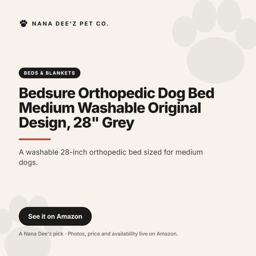 Bedsure Orthopedic Dog Bed Medium Washable Original Design, 28" Grey — a Nana Dee'z Pet Co. recommendation card