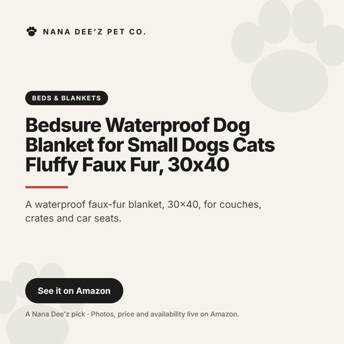 Bedsure Waterproof Dog Blanket for Small Dogs Cats Fluffy Faux Fur, 30x40 — a Nana Dee'z Pet Co. recommendation card