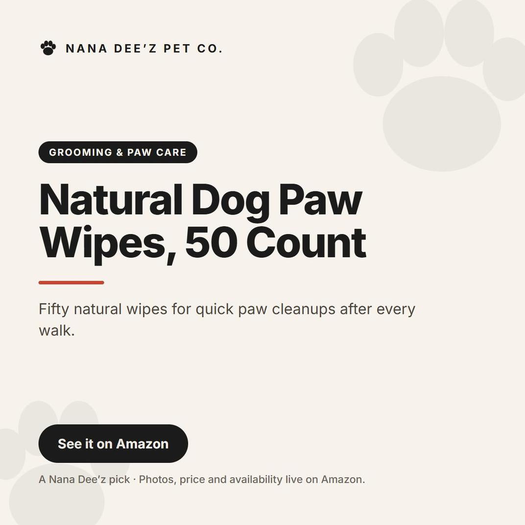 Natural Dog Paw Wipes, 50 Count — a Nana Dee'z Pet Co. recommendation card